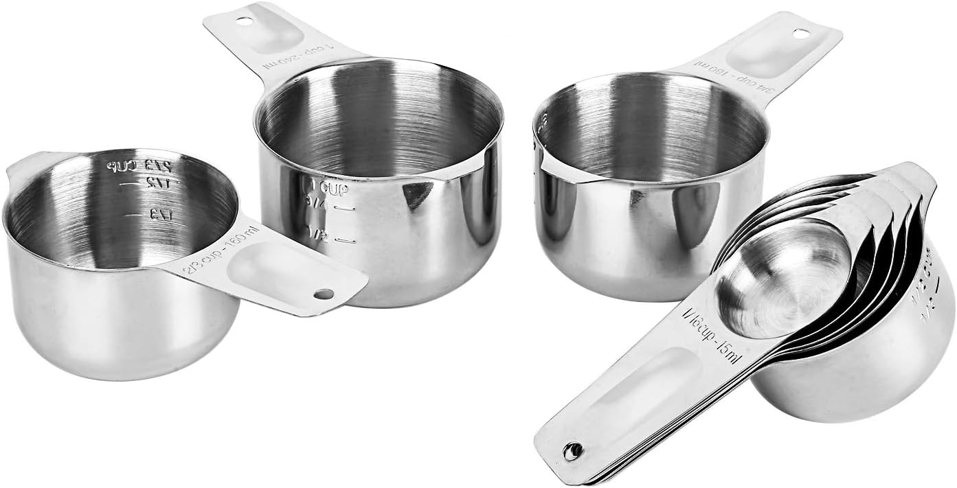 8 Pcs Stainless Steel Measuring Cups Set, Kitchen Measuring Cup for Cooking and Baking