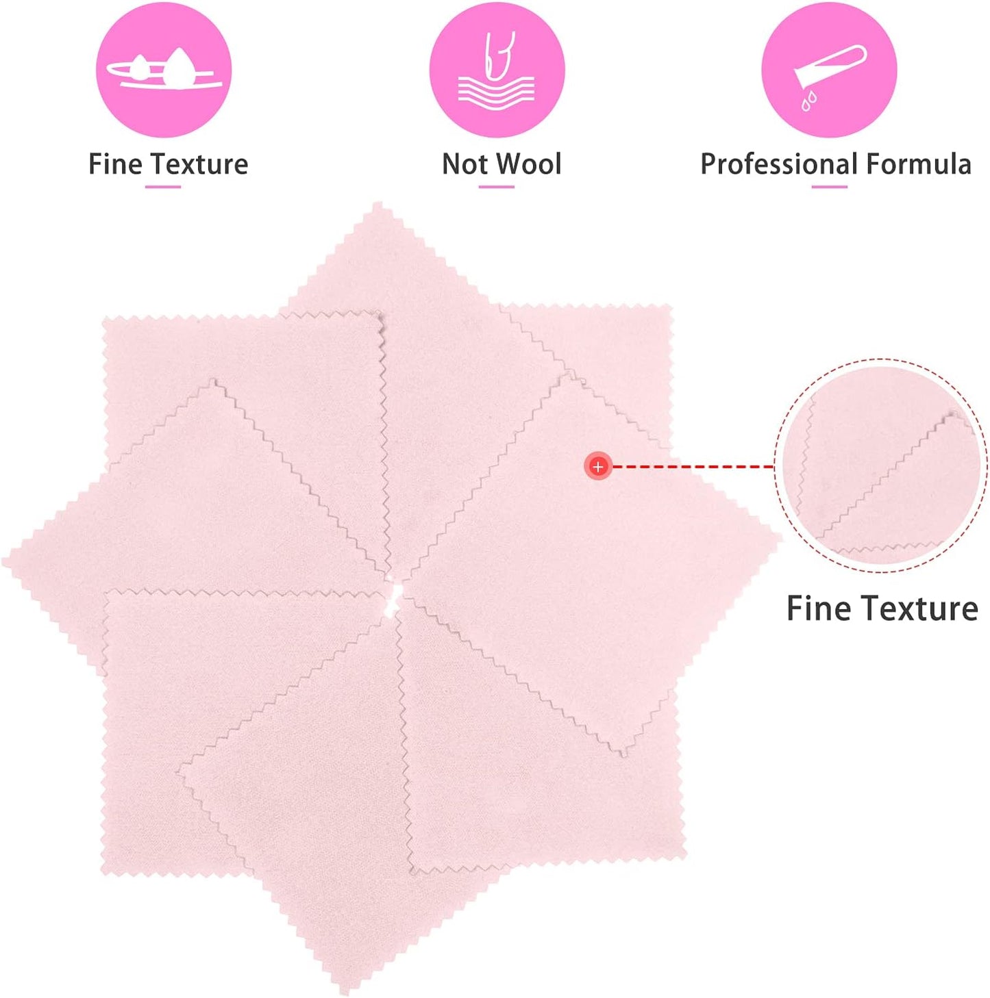 CATIFLIN 100pcs Jewelry Cleaning Cloth, Silver Polishing Cloth Individually Wrapped, Small Jewelry Polishing Cloth for Sterling Silver, Gold, Platinum and More (Pink, 3.15" x 3.15")