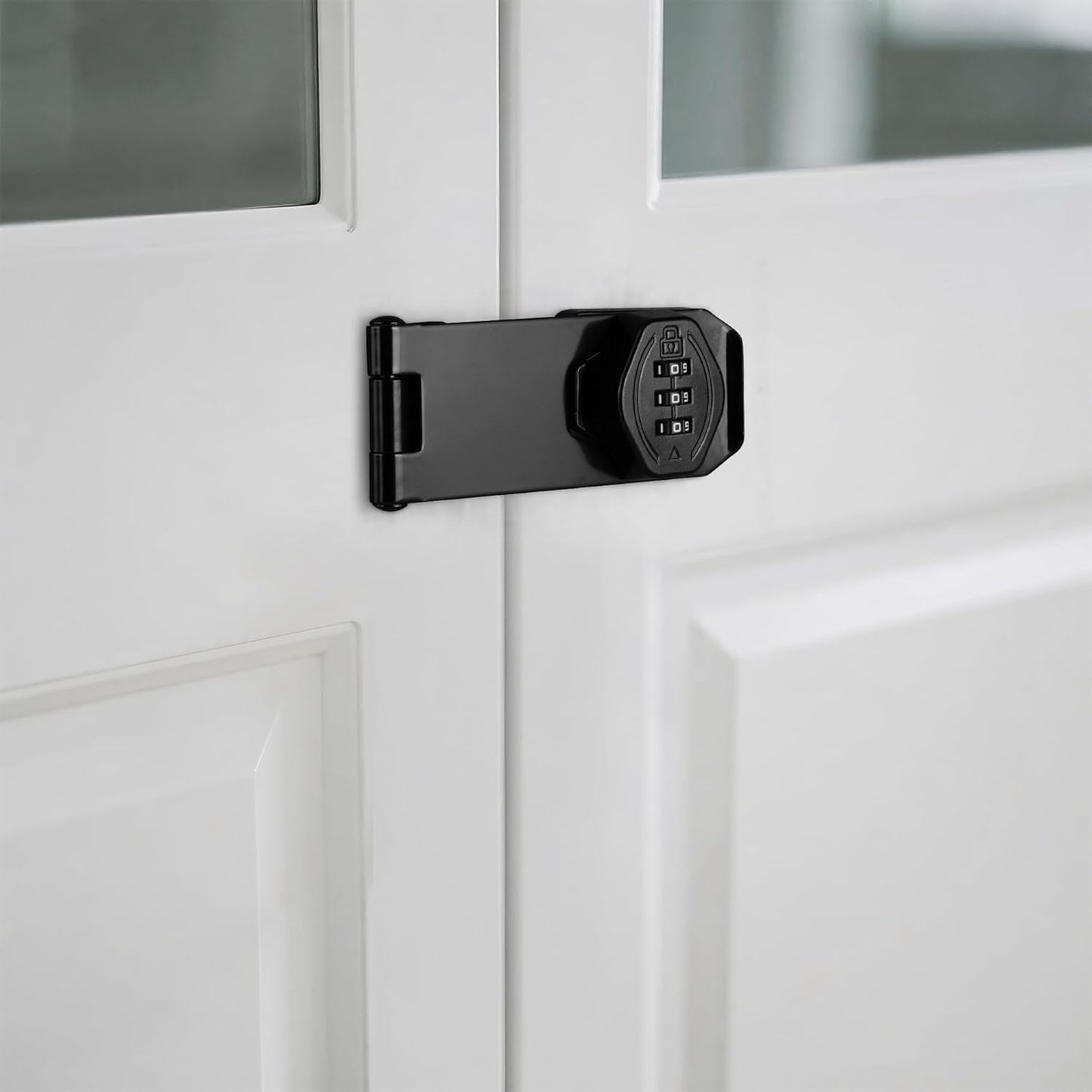 Cozy Tower 4 inch 180 Degrees Hasp Combination Lock for Cabinet, Combo Latch Lock for Cupboard, Drawer, Closet Door, Garage Fence Shed Door (Black, 2 Pack)