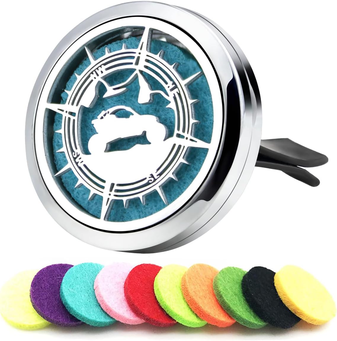 Essential Oil Car Diffuser Vent Clips Air Freshener Christmas Car Accessories for Women with Vent Clip 10 Felt Pads(Car Compass)