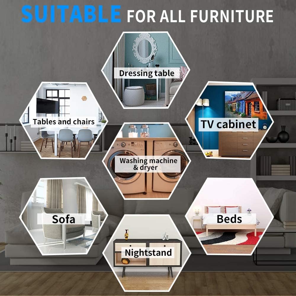 Furniture Sliders Multi-Surface 2-in-1 Reusable Moving Pads for All Floor Types - 8 Pack 5" Carpet Sliders and 8 Hardwood Socks - Protect Floor and Easier to Move Your Furniture