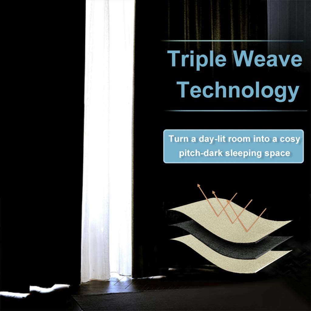 RYB HOME Blackout Curtains for Living Room, Large Window Shades for Bay Window Dining Parlor Bedroom Patio Door, Wide 62 x Long 72 inches, Beige, 2 Panels