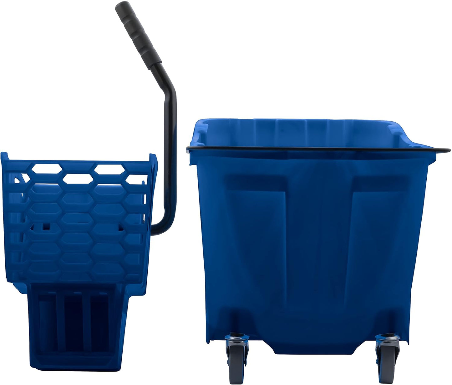 Carlisle FoodService Products 35 Qt Commercial Mop Bucket with Reliable Side Press Wringer, Compatible with OmniFit Soiled Water Insert Bucket (Sold Separately), Polypropylene (Pp), Blue