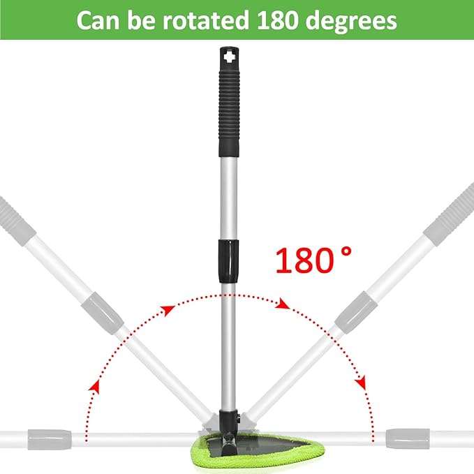 Beieverluck 3 Pieces Windshield Cleaning Tool Inside Car Window Cleaner Cleaning Tool with Extendable Handle, 9 Microfiber Pads and 3 Spray Bottles Car Auto Glass Wiper Kit