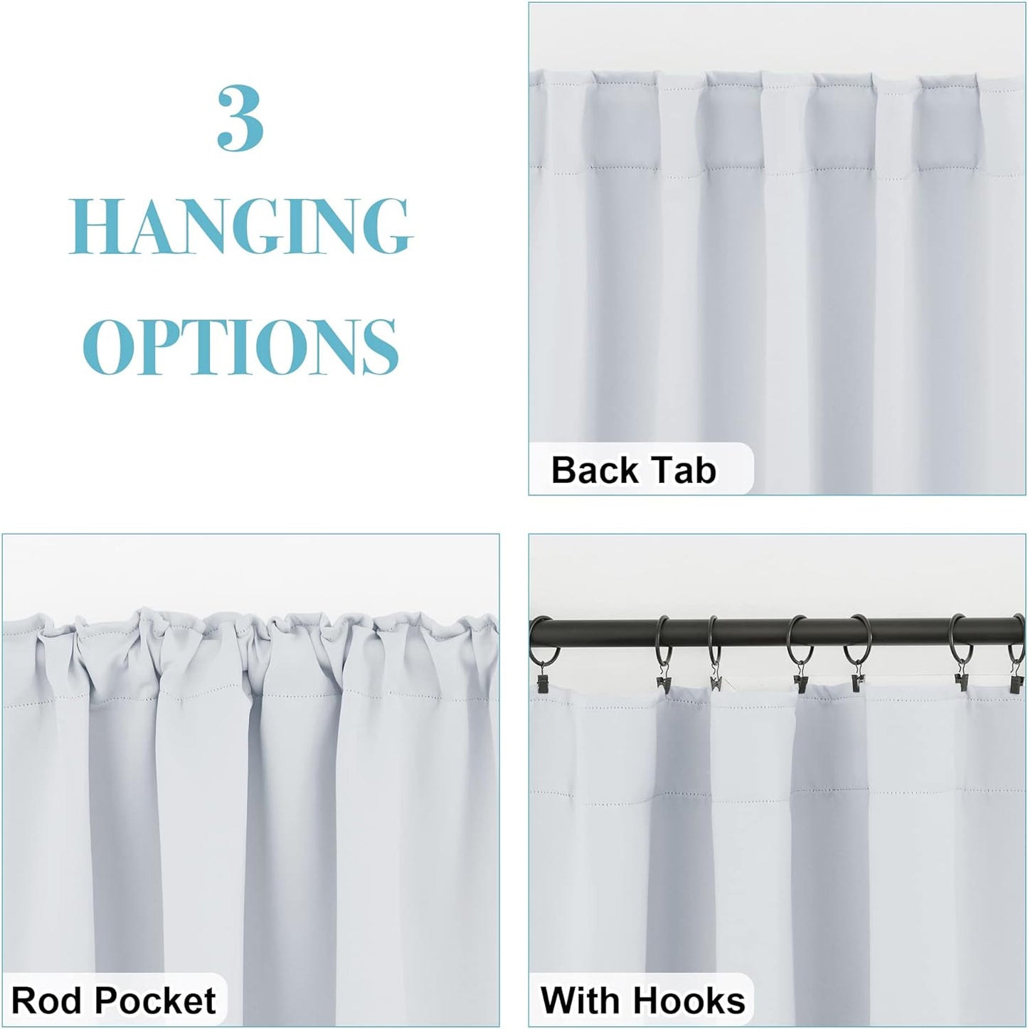 RYB HOME White Curtains for Bedroom - Room Darkening Curtains Back Loops Hanging, Privacy Window Drapes for Sunroom Kitchen Dining Engagement, 42 Wide x 54 Long, Grayish White, 2 Pcs