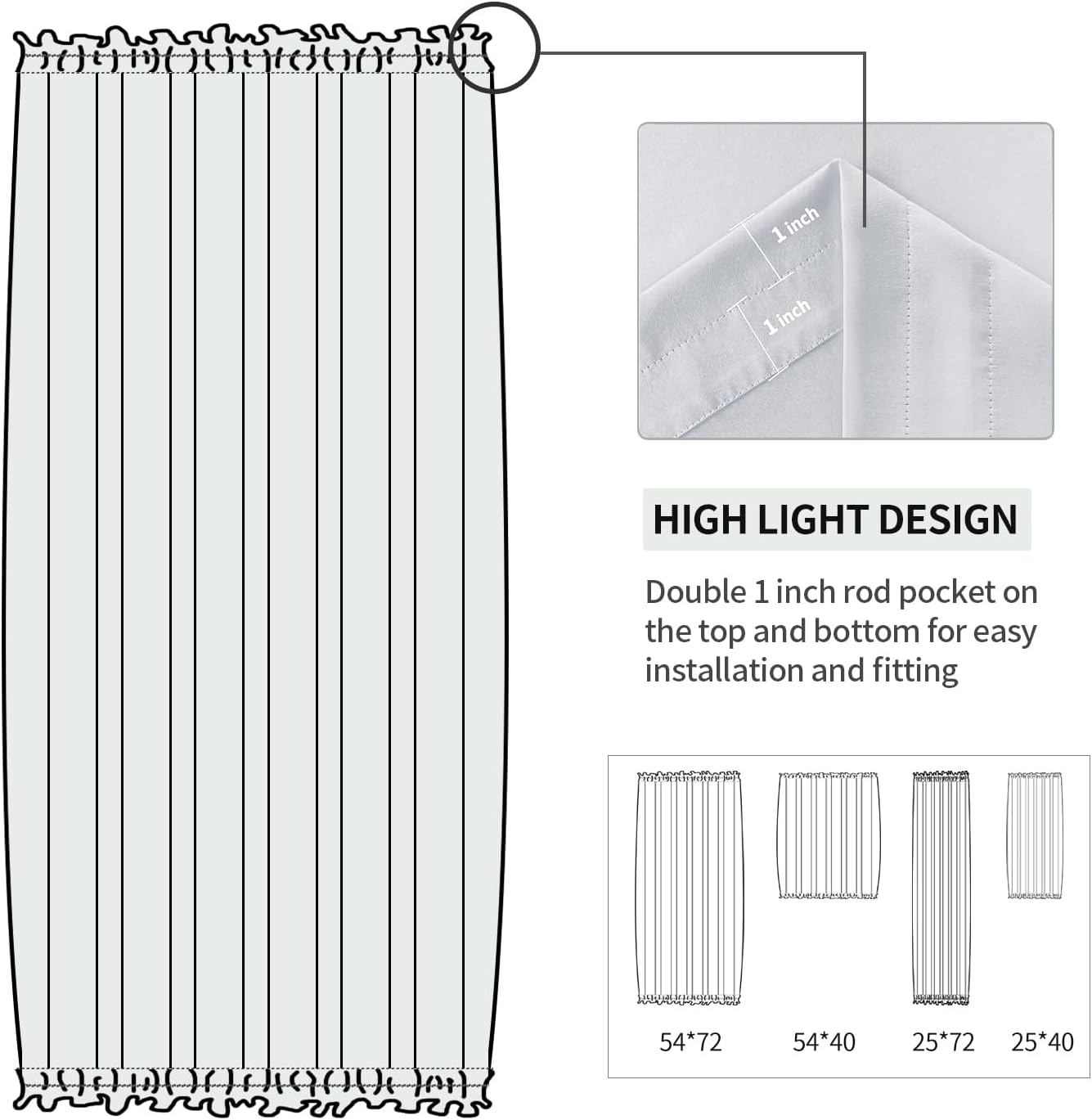 DWCN French Door Curtains – Rod Pocket Thermal Curtain for Doors with Glass Window, Kitchen and Patio Doors for Privacy, 23 X 72 Inches Long, 1 Curtain Panel with Tieback, Greyish White