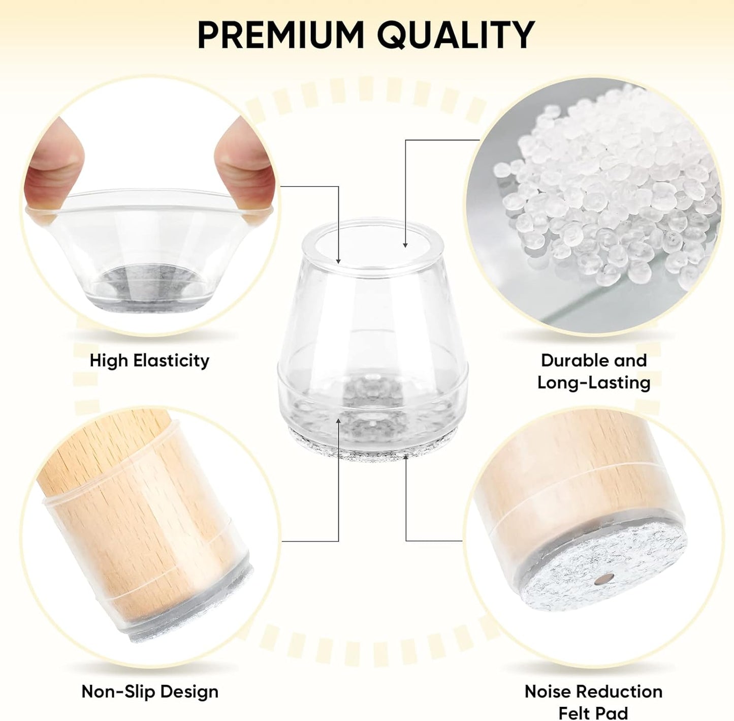 BALEINE 32 Pack Silicone Chair Leg Floor Protectors, Stool Leg Protectors Cap, Non-Slip Chair Leg Caps for Hardwood Floors (Clear & Small, 32 Pack)