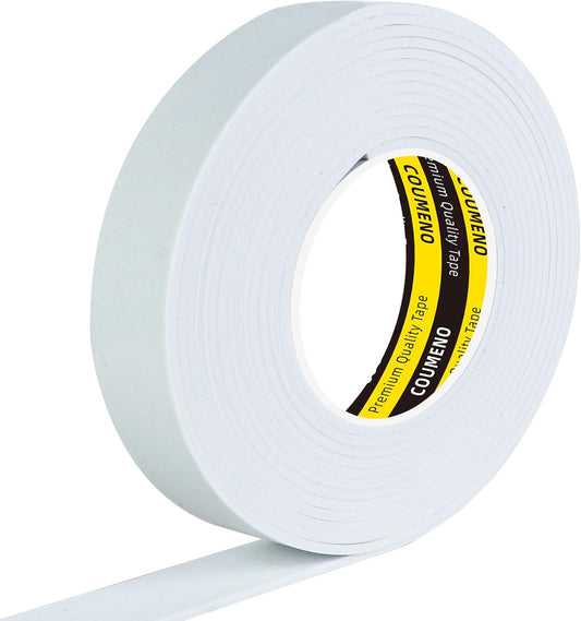 Single-Sided EVA Foam Tape, Single-Sided Sealing Strip Foam Pad Sponge Tape,Self-Adhesive Insulation Sealing Tape (White) 1inX16.4FT