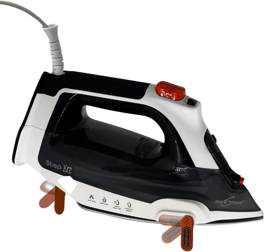 Eurosteam Step Up Iron - Self-Lifting Smart Iron with Ceramic Soleplate - Auto-Lift Safety & Smart Temp Technology for All Fabrics - Ironing Reimagined: Smart, Safe, and Effortlessly Fast