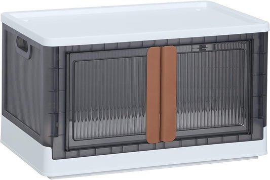 HAIXIN Storage Cabinet, 19 Gal Folding Storage Box, Stackable Cube Storage Organizer, White, 25.19 x 15.74 x 14.5 inches, 1 Pack