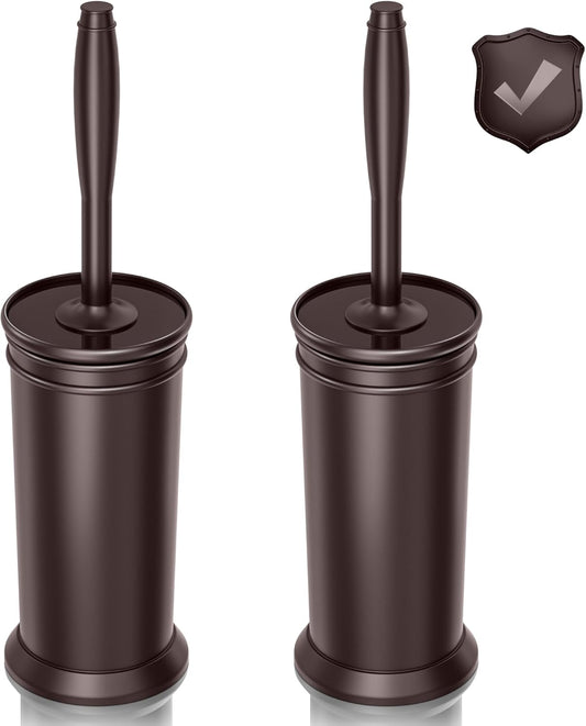 UPTRONIC Toilet Brush, Aluminum Alloy Toilet Brush and Holder Set with Extra Long Handle Durable Bristles Toilet Bowl Brush and Covered Holder for Toilet Scrubber for Bathroom Cleaning