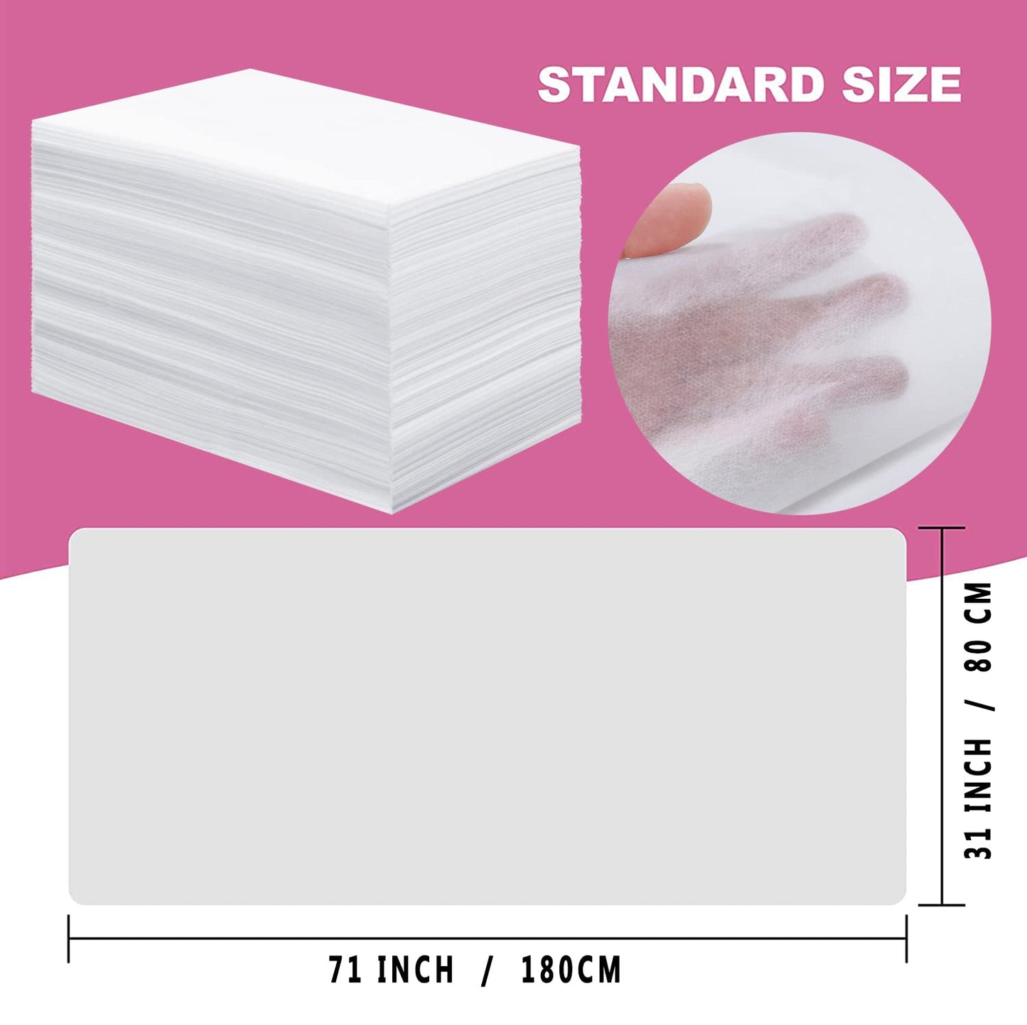 31" x 71" Disposable Bed Sheets for Massage Table Waterproof Massage Table Sheet Soft Non Woven Fabric SPA Bed Cover Breathable for Massage Beauty Tattoos 50PCS (White)