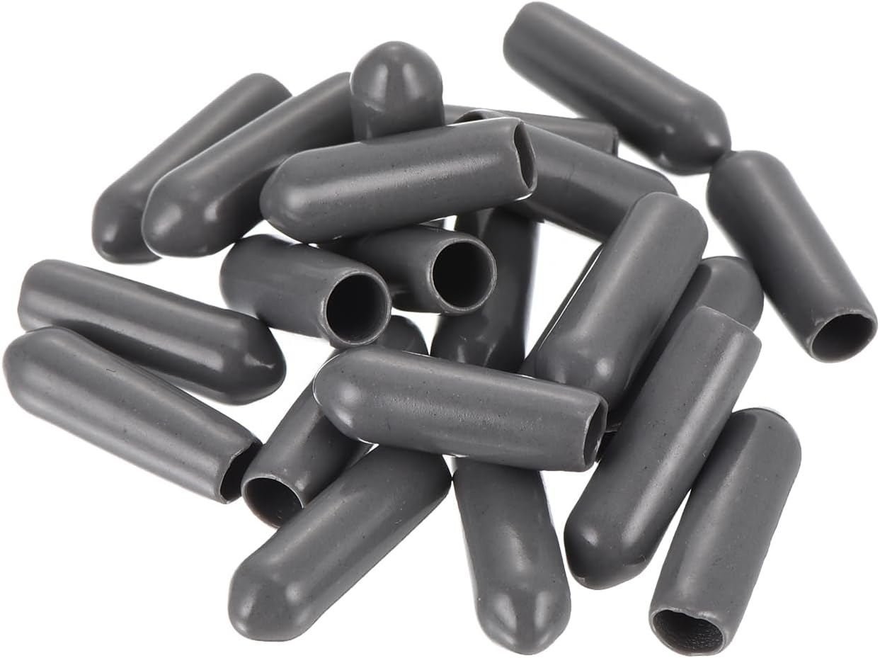 uxcell 20pcs Rubber End Caps 4mm ID Vinyl PVC Round Tube Bolt Cap Cover Screw Thread Protectors Dark Grey