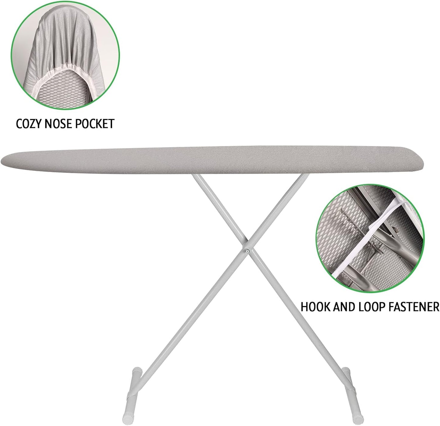 Ironing Board Cover and Pad 15x54 Inch Standard Ironing Board Cover with Elastic Edge and Hook and Loop Fasteners Scorch and Stain Resistant Cotton Ironing Covers with Thick Padding