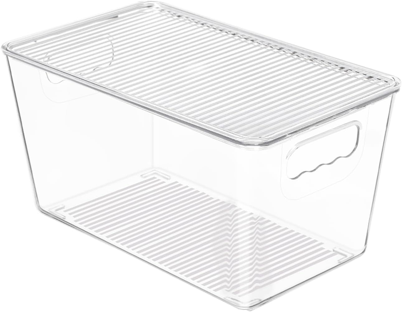 Vtopmart 1 Pack Clear Stackable Storage Bins with Lids, Medium Plastic Containers with Handle for Pantry Organizer and Storage,Perfect for Kitchen,Fridge,Cabinet, Closet,Bathroom Organization