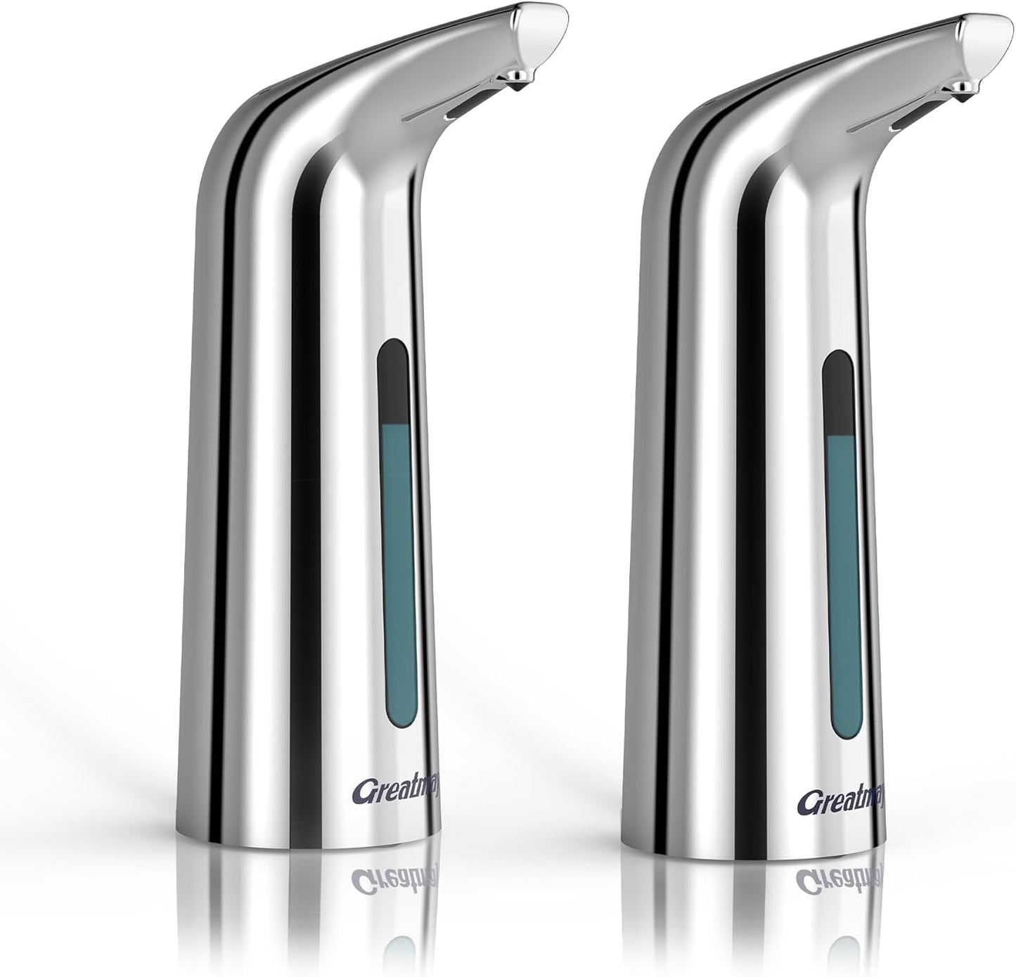 Convenient Automatic Soap Dispenser,4 Adjustable Levels Touchless Hand Sanitizer Pump with Infrared Sensor, 400 ml Countertop Electric Soap Dispenser for Bathroom,Kitchen (Silver+Silver)