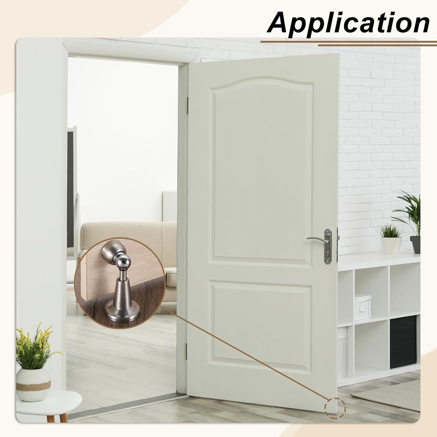 uxcell 2Pcs Magnetic Door Stopper, 304 Stainless Steel Magnetic Door Stop Catch, Soft-Catch Brushed Nickel Hold Door Open Wall Mount for Bottom of Door, Silver