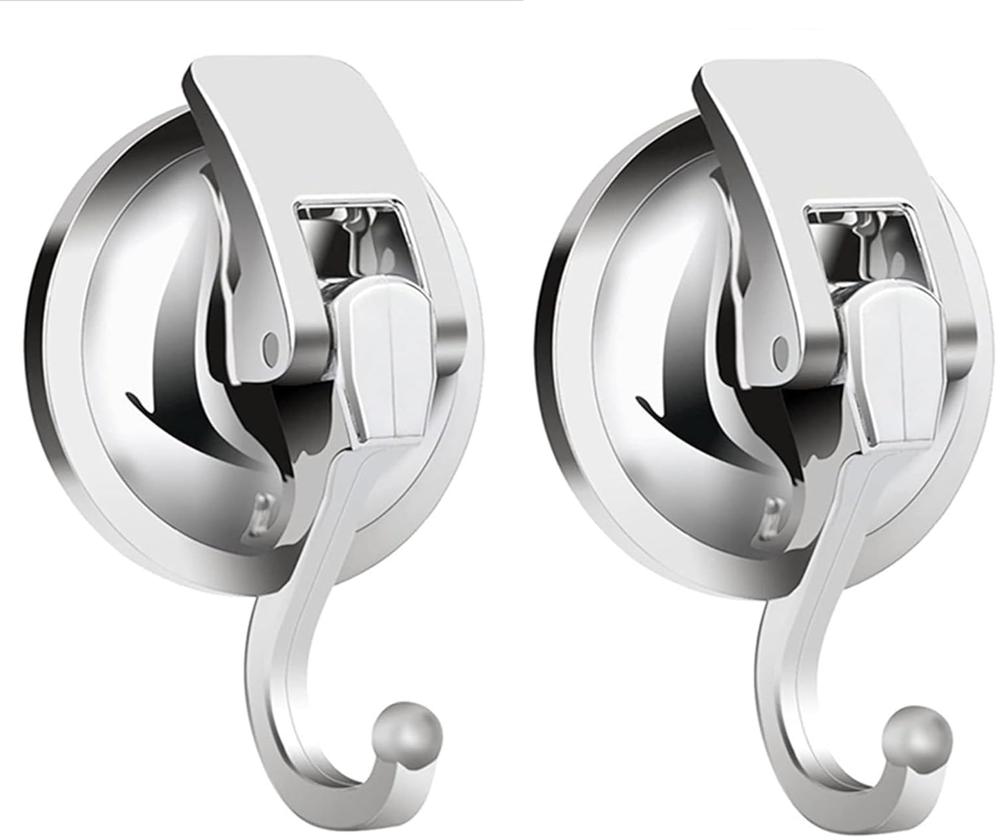 Suction Cup Hooks for Shower, Bathroom, Kitchen, Glass Door, Mirror, Tile – Loofah, Towel, Coat, Bath Robe Hook Holder for Hanging – Waterproof Wreath Hook (Silver 2Pack)