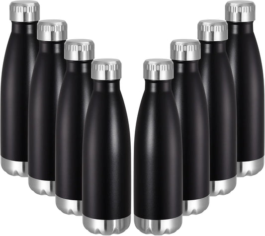 VEGOND 17oz Stainless Steel Water Bottles Bulk, Reusable Metal Sports Water Bottle Keeps Drink Hot and Cold, BPA Free Double Wall Vacuum Cola Shape Insulated Water Bottles for Camping Gym, 8 Pack