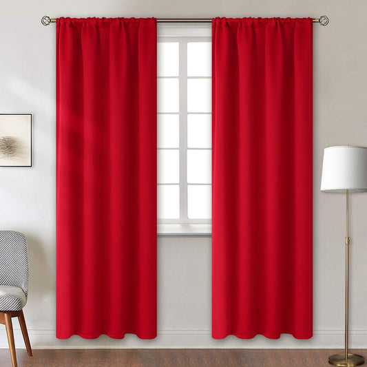 BGment Rod Pocket Blackout Curtains for Bedroom - Thermal Insulated Room Darkening Curtain for Living Room, 42 x 84 Inch, 2 Panels, Red