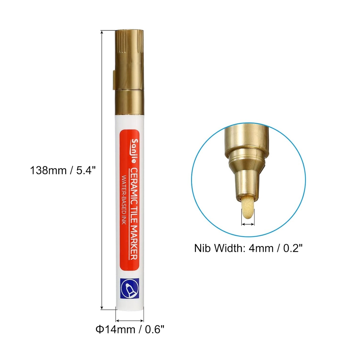 PATIKIL Grout Pen, 4 Pack Golden Tile Marker Waterproof Grout Sealer Pen Tile Repair Pens Paint Pens for Wall Floor Bathroom Kitchen Refresh