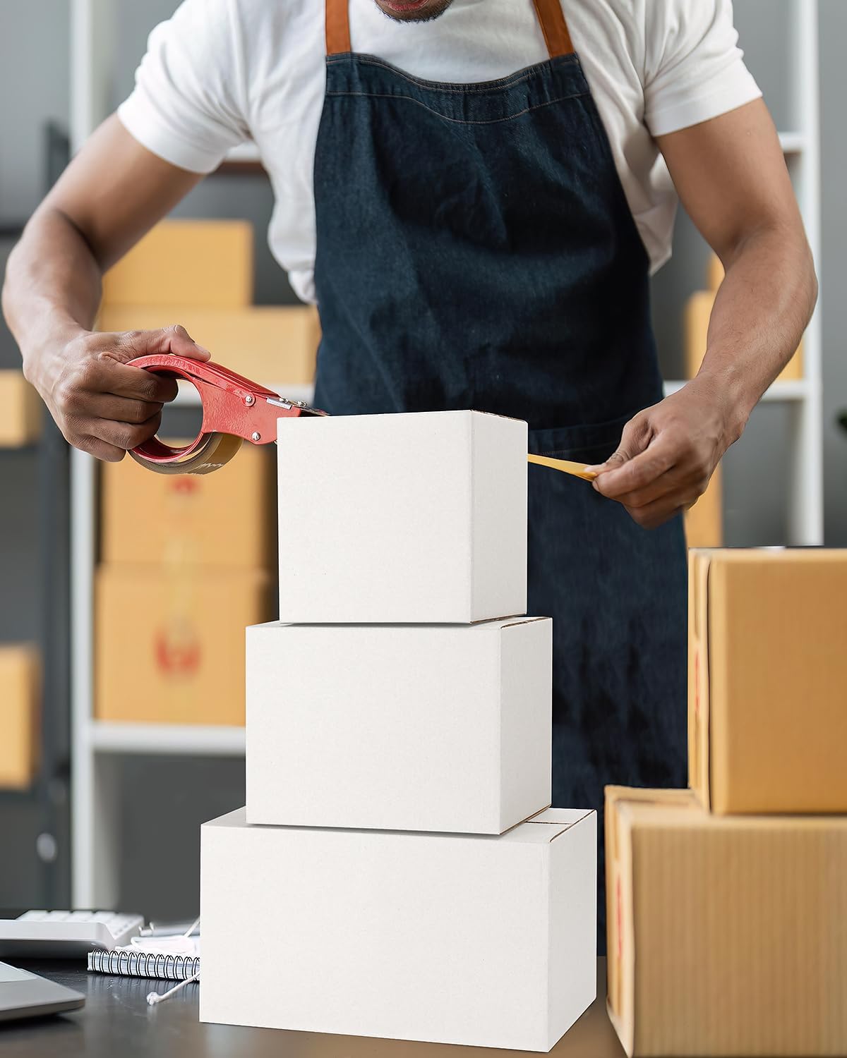 Assorted-Sizes-Shipping-Boxes-45-Pack: 6x6x6 & 8x6x6 & 11x6x6 Small-Shipping-Boxes-Mailers, White Corrugated-Cardboard-Boxes-for-Packing-Small-Business Mailing