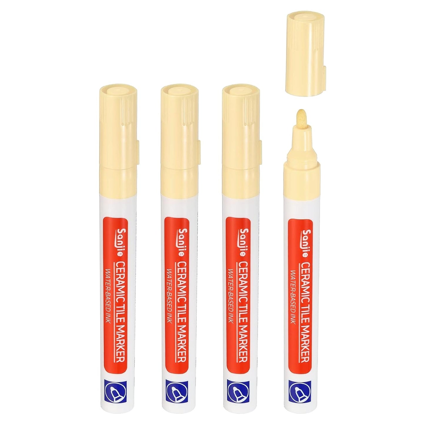 PATIKIL Grout Pen, 4 Pack Beige Tile Marker Waterproof Grout Sealer Pen Tile Repair Pens Paint Pens for Wall Floor Bathroom Kitchen Refresh
