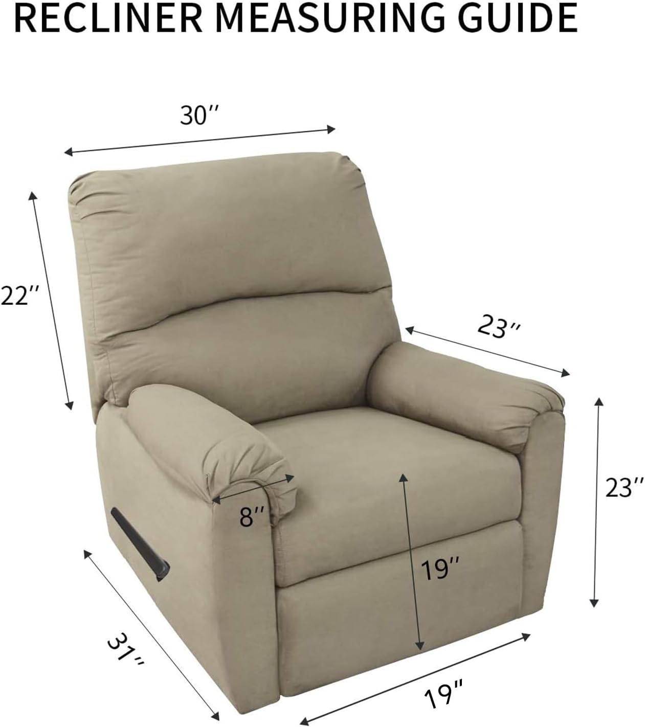 PureFit Reversible Quilted Sofa Cover, Water Resistant Slipcover Furniture Protector, Washable Couch Cover with Non Slip and Elastic Straps for Kids, Dogs, Pets (Recliner, Sage Green/Ivory)