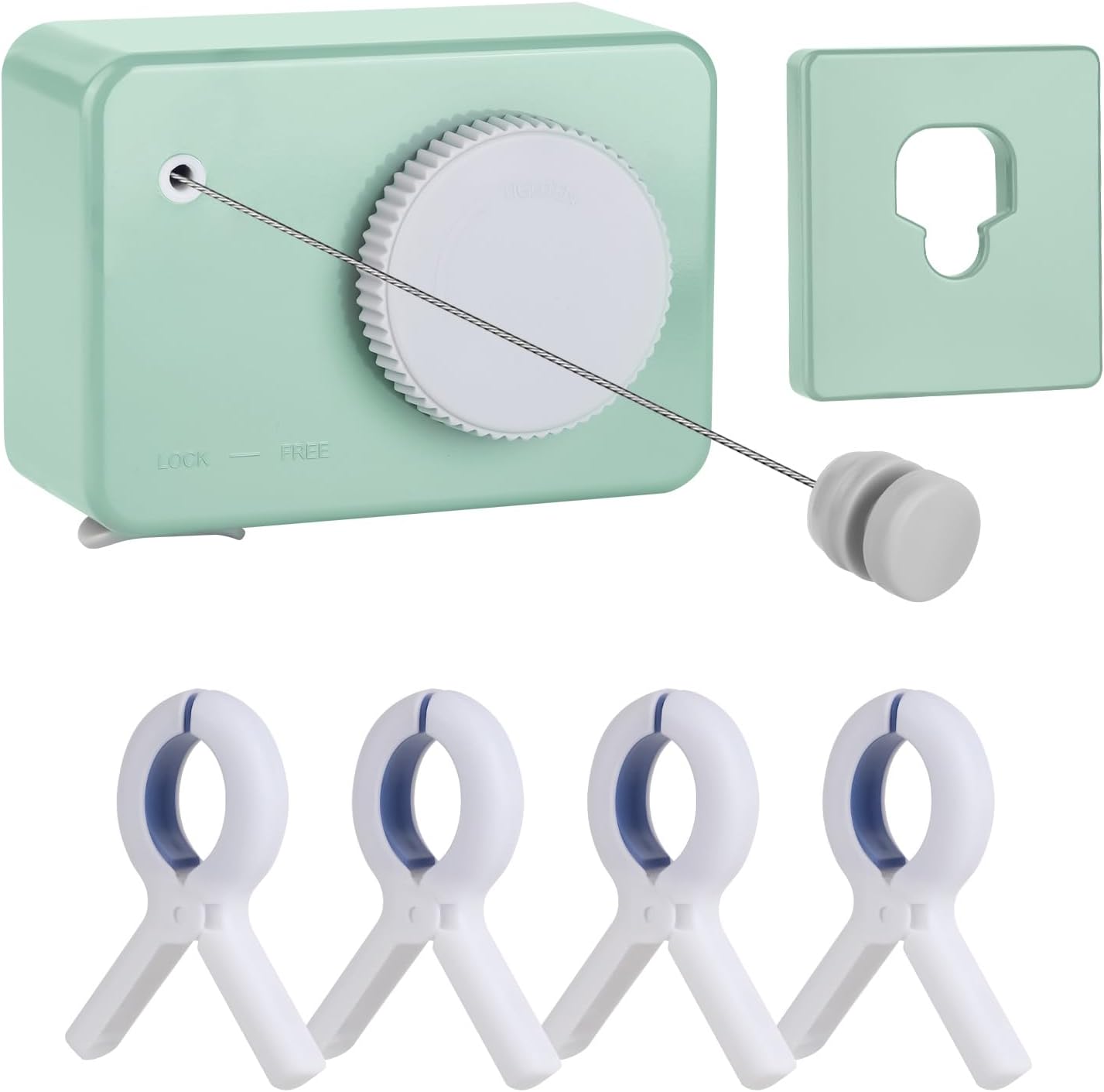 Retractable Clothesline Indoor/Outdoor, Anti-Sag for Drying Clothes Line Retracting Indoor/Outdoor, We Equipped This 13.8 Fts Laundry line Retractable with 4 Large Clips