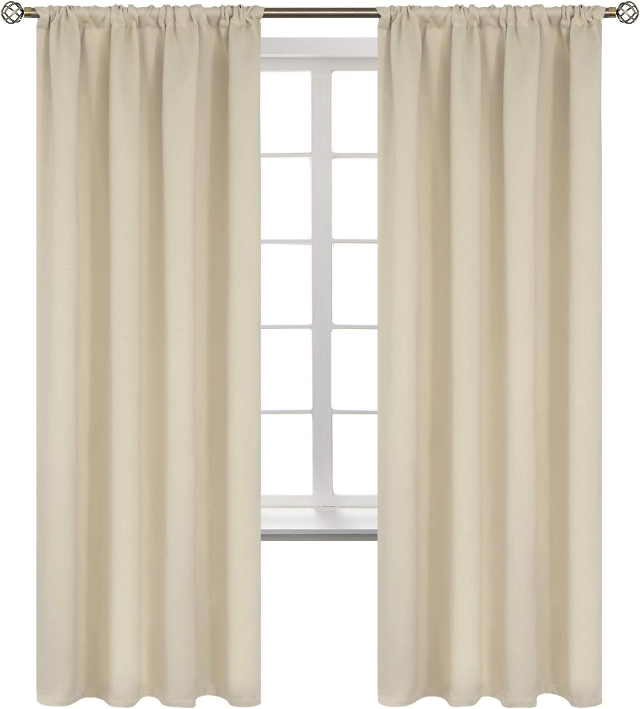 BGment Beige Room Darkening Curtains 72 Inches Long - Rod Pocket Thermal Insulated Blackout Window Drapes for Living Room Bedroom, 42 x 72 Inch, 2 Panels