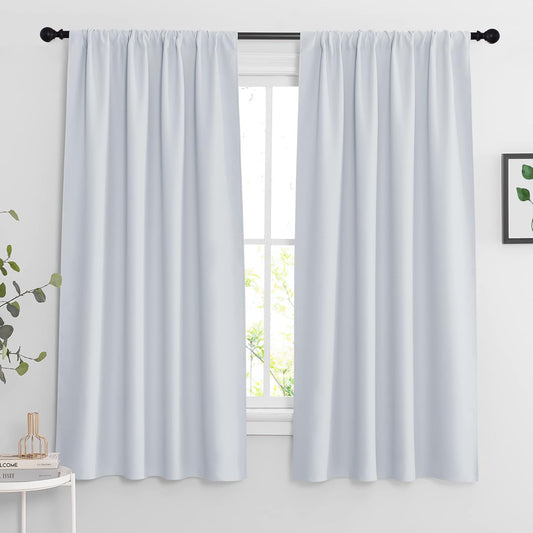 RYB HOME White Room Darkening Curtains for Bedroom, Thermal Insulated Curtains and Drapes Small Window Decor Privacy Shades for Kitchen Farmhouse Closet, W42 x L63 inch, 2 Panels