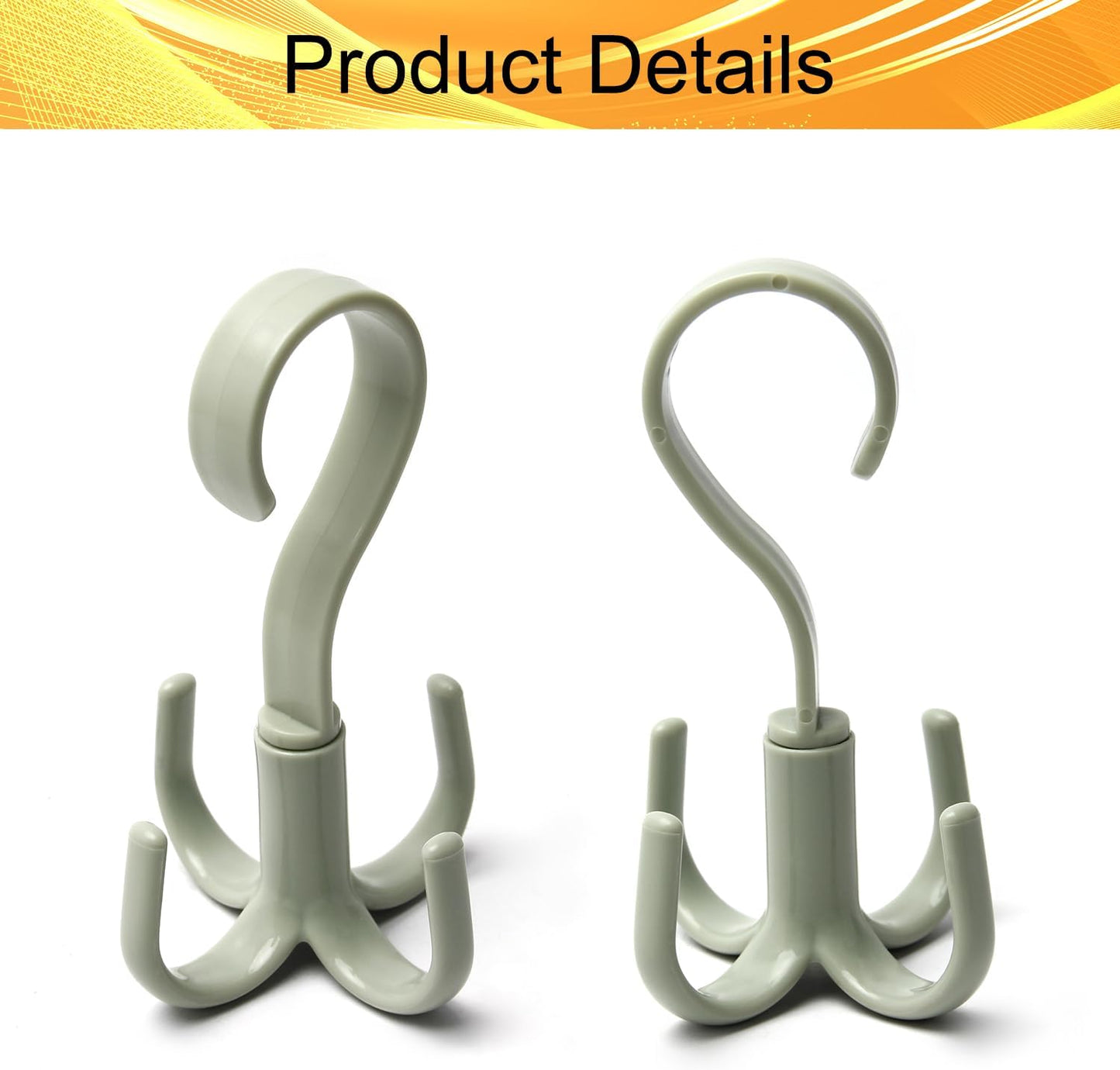 2Pcs Rotating Belt Hanger 360 Degrees Rotatable Organizer with 4 Hooks for Drying Towels Bras Clothes Gloves Plastic Laundry Sock Drying Hanger Nordic Green