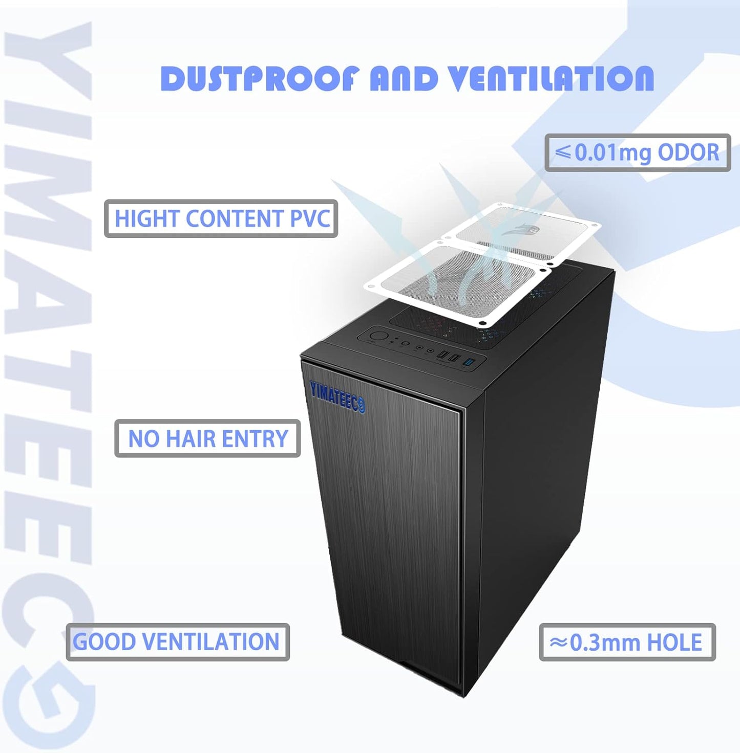 Dust Filter PC 140mm for Computer Cooler Fan/PSU/Routers Computer Fan Filter Grills PVC 50 Mesh, Magnetic Frame PC Cooler Filter Dustproof Mesh (PVC, 140 * 140mm, 5pcs, Black)