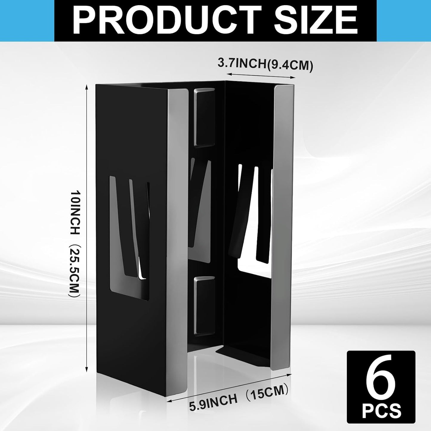 Lounsweer 6 Pcs Magnetic Glove Dispenser Holds Boxes of Towels Paper Tissue Glove Box Holder Wall Mount Kitchen Fridge Tool(Black)