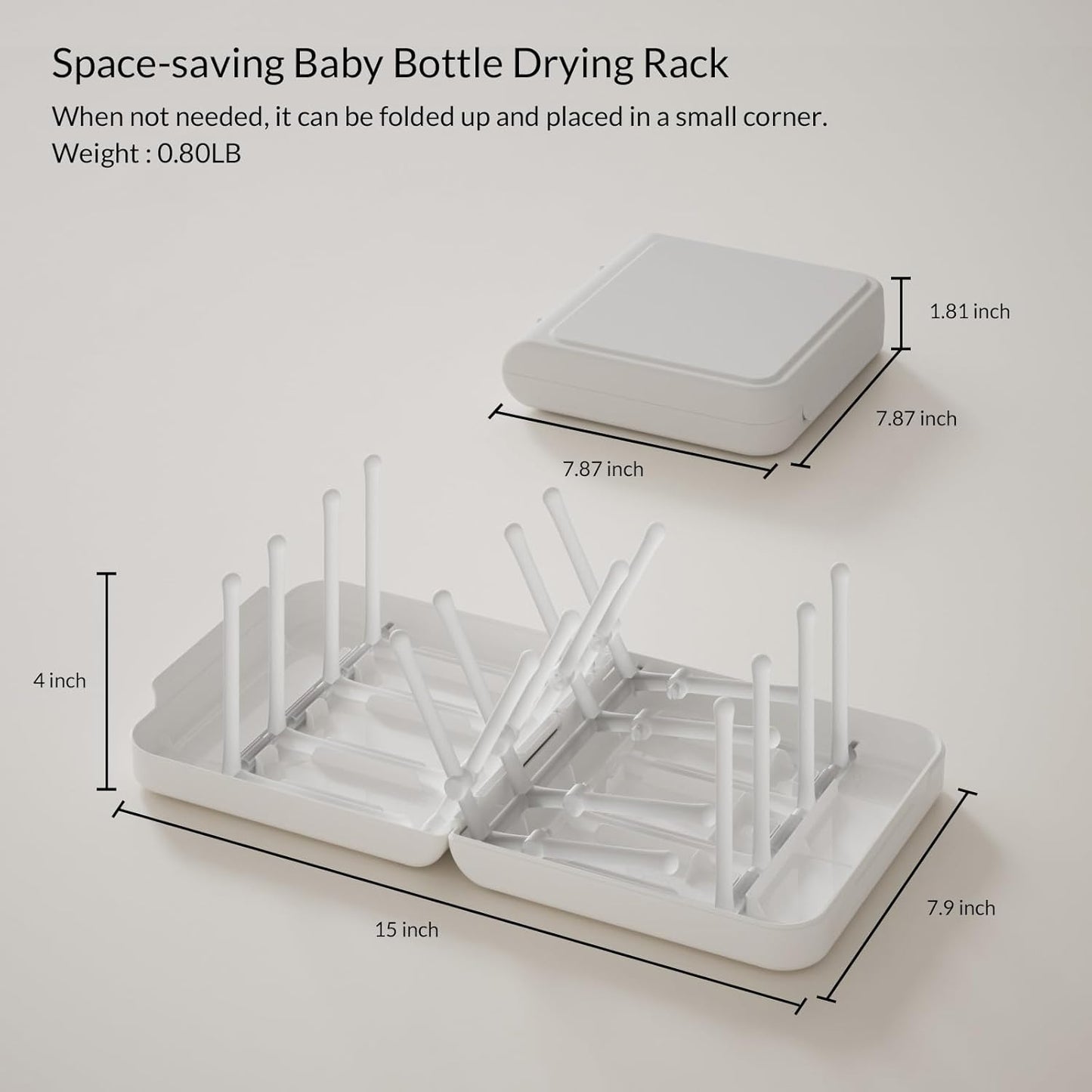 Travel Bottle Drying Rack Space Saving,Foldable Bottle Drain Rack with 16 Ribs,Portable Baby Bottle Drying Rack for Bottles,Breast Pumps and Other Feeding Accessories,Widely Used Daily Basis