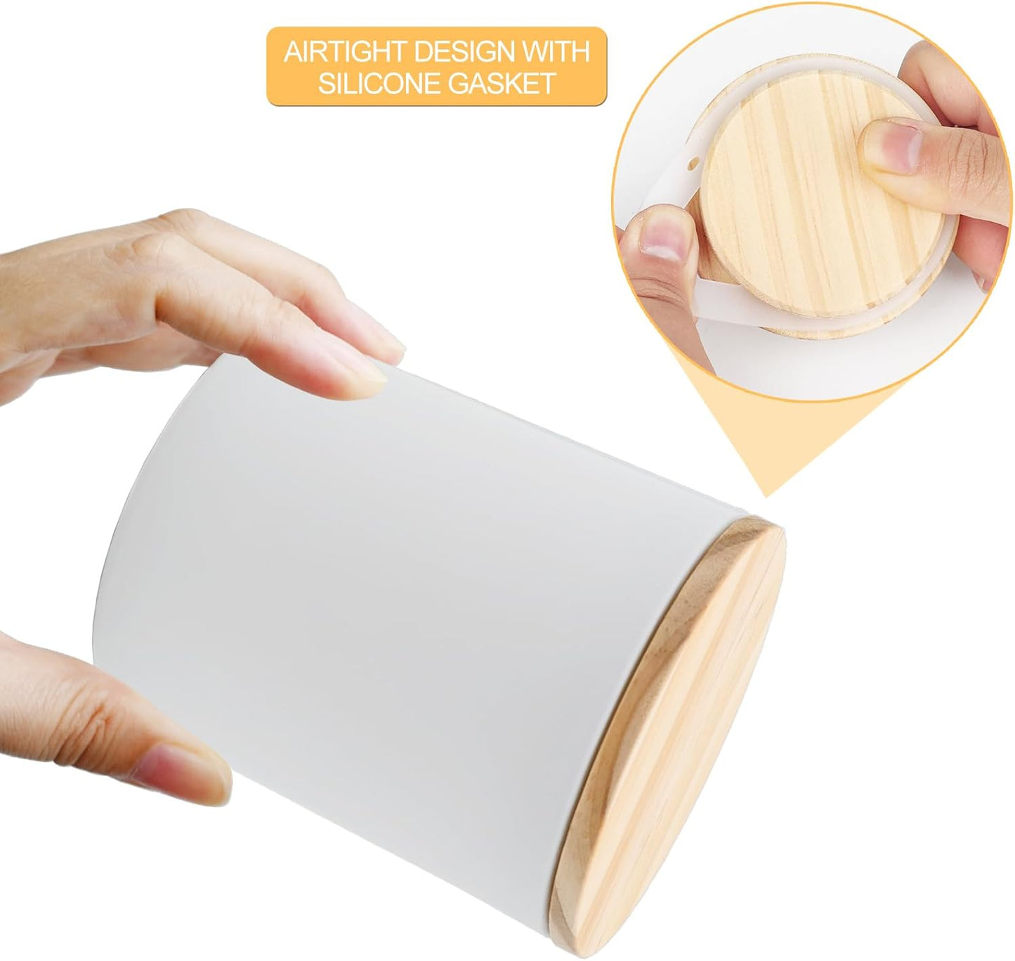 SHOWIN 14 OZ Thick Candle Jars for Making Candles 12 Pcs, 3 Wick Empty Jars with Wood Lids for Candle Making, Sample Container,Matte White