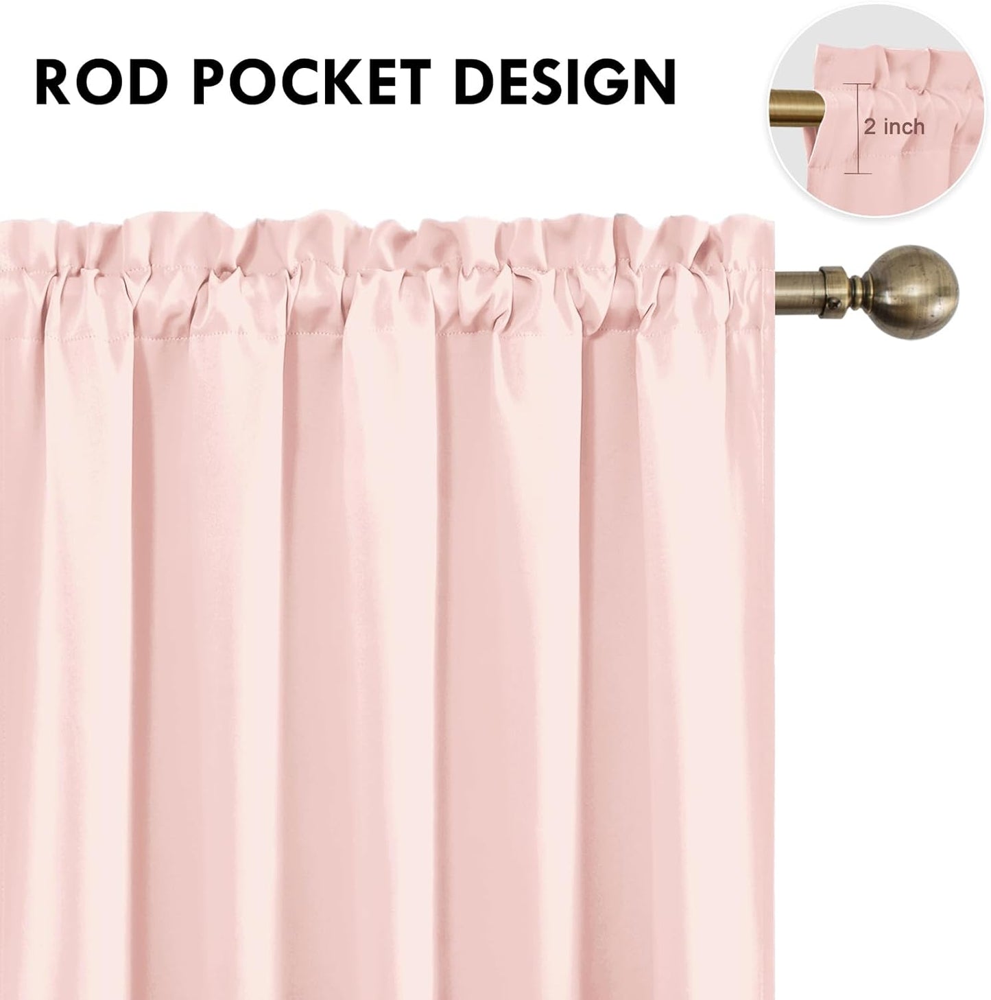 DWCN Blackout Curtains for Living Room Thermal Insulated, Energy Saving & Noise Reducing Bedroom Curtains, Blush Pink, W 70x L 84 Inch, Set of 2 Rod Pocket Curtain Panels