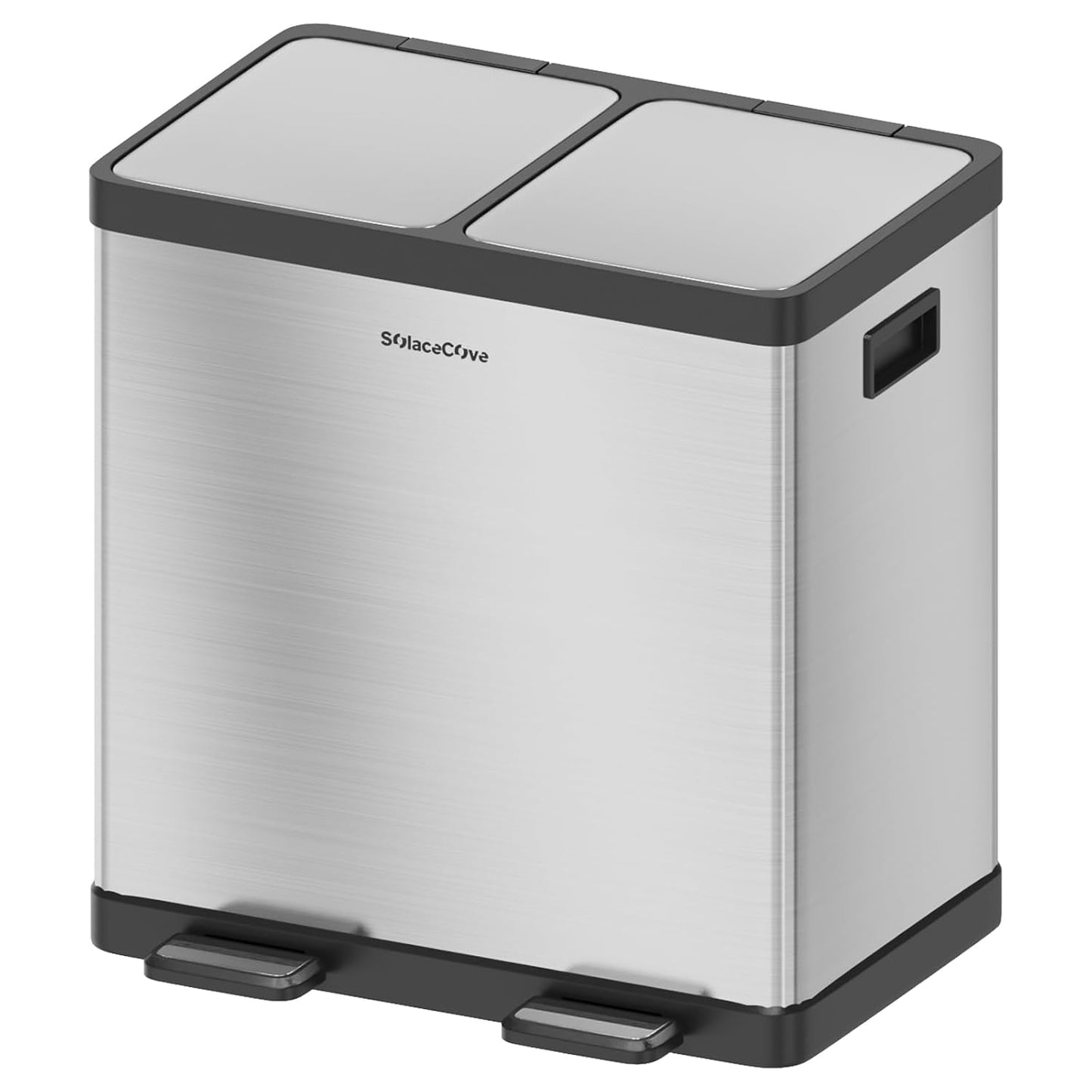 Kitchen Trash Can, 2 x 5.3 Gallon Garbage Can for Kitchen, Dual Compartment Recycling Trash Can, Trash and Recycle Bin Combo, Stainless Steel, Soft-Close Lid, Fingerprint Proof