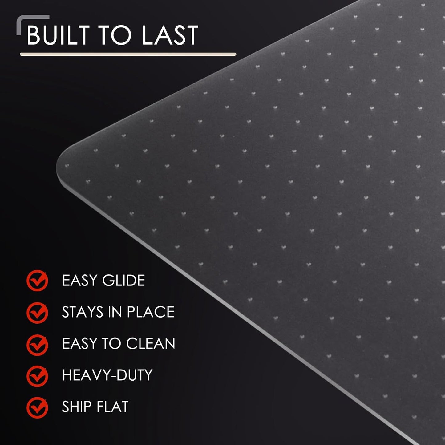 Kuyal Office Chair Mat for Carpet, 32x55 Clear Heavy Duty Computer Chair Mat, Under Desk Protector Carpeted Floors Mat, Easy Chair Movement,Ship Flat