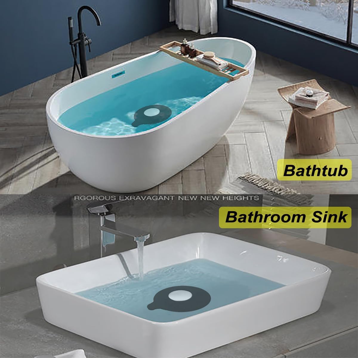 Bathroom Sink Stopper, Tub Stopper, Bathtub Drain Stopper, Bath Tub Plug, Bathtub Drain Cover, Bathtub Drain Plug, Sink Drain Cover, Sink Plug，Black