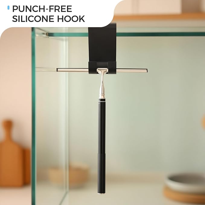 59.5" Long Handle Window Squeegee with Extension Pole, 12.4" Wide Metal Shower Squeegee for Glass Doors, Floor Squeegee for Home Window Cleaning, Tile Wall, Car