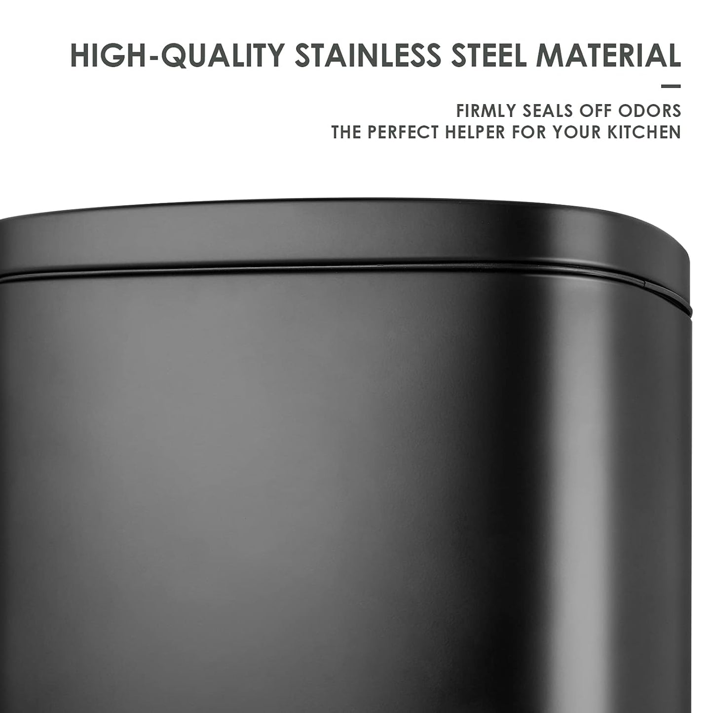 AthLike Trash Can, Stainless Steel Kitchen Garbage Can, Step Waste Bin with Hinged Lid and Removable Inner Bucket, Soft-Close, Dustbin for Bathroom Bedroom Living Room Home (Black, 8 Gal)