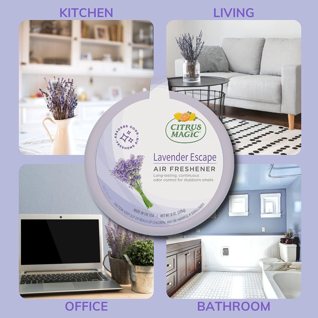 Citrus Magic Odor Absorbing Solid Air Freshener, Lavender Escape, 8 Ounce (Pack of 3)