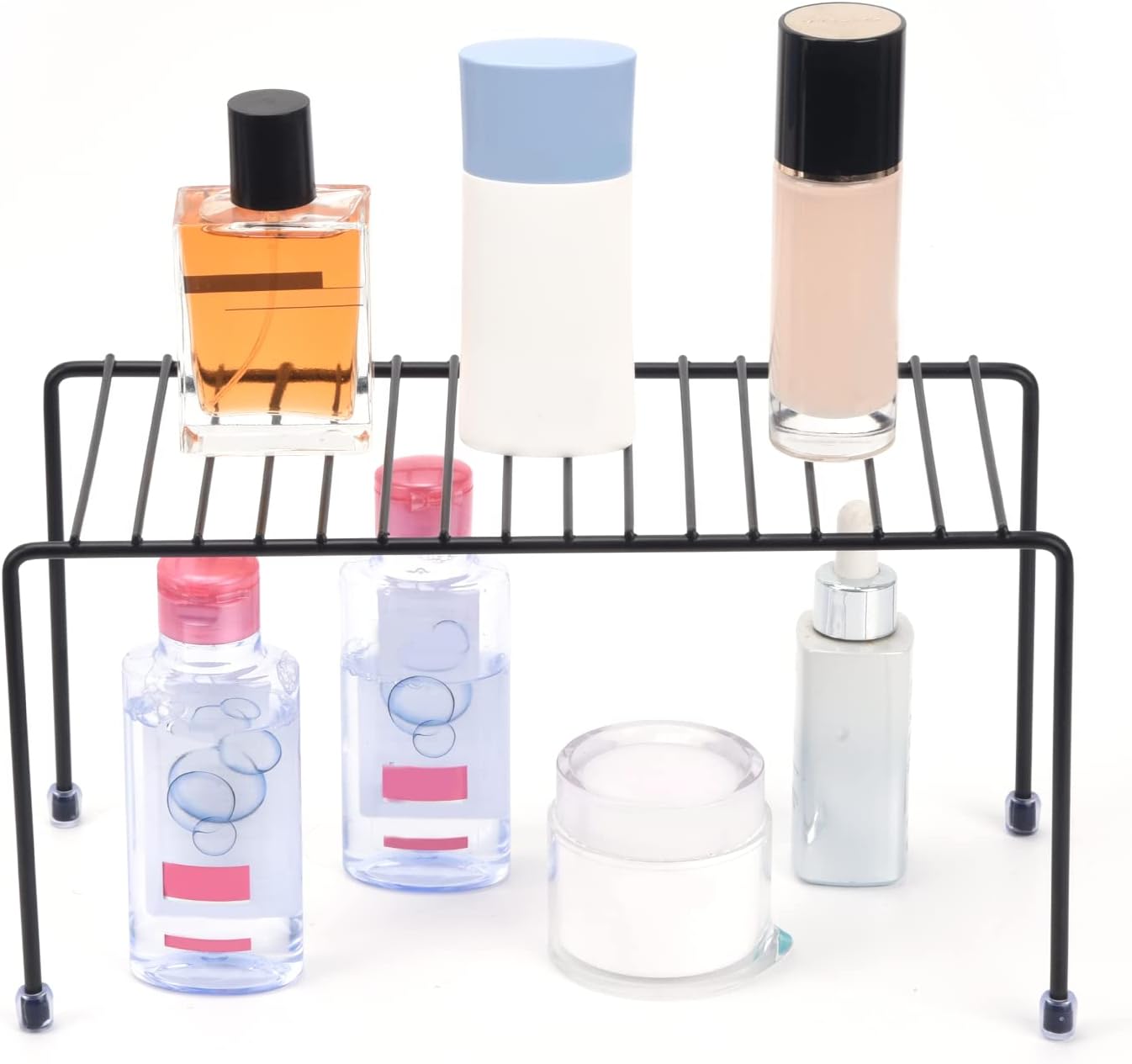 Kitchen Shelves, Cabinet Organization Mini Storage Shelf, Storage Rack Organizer for Kitchen, Fridge, Cabinet, Bathroom (Black 2)