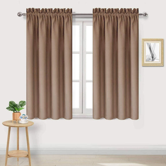 DWCN Blackout Curtains Room Darkening Thermal Insulated Bedroom Curtains Window Curtain Panels, 38 x 54 inches Long, Set of 2 Khaki Rod Pocket Drapes