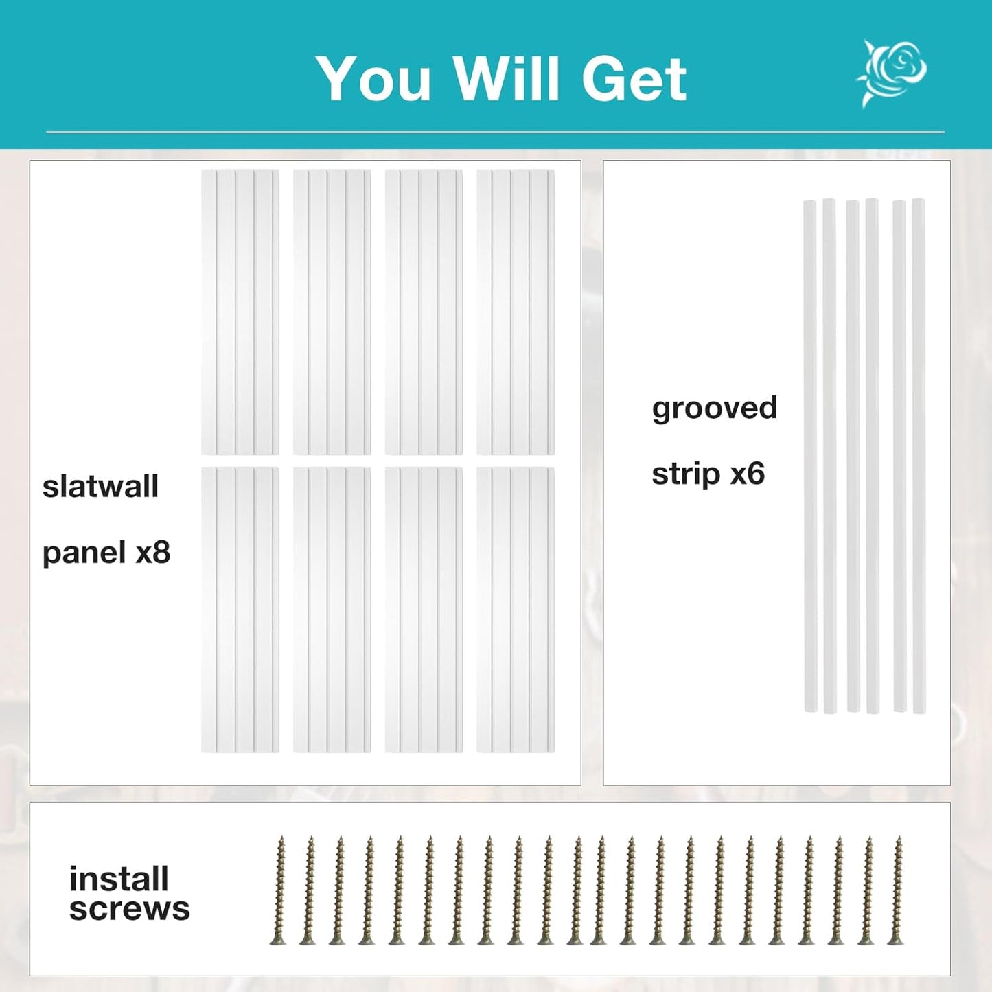 NeatiEase Slatwall Panel Wall Storage Systems, 4 x 8ft Slat Wall Paneling Garage Wall Organizer, Heavy Duty Wall Mounted PVC Wall Rack (White)