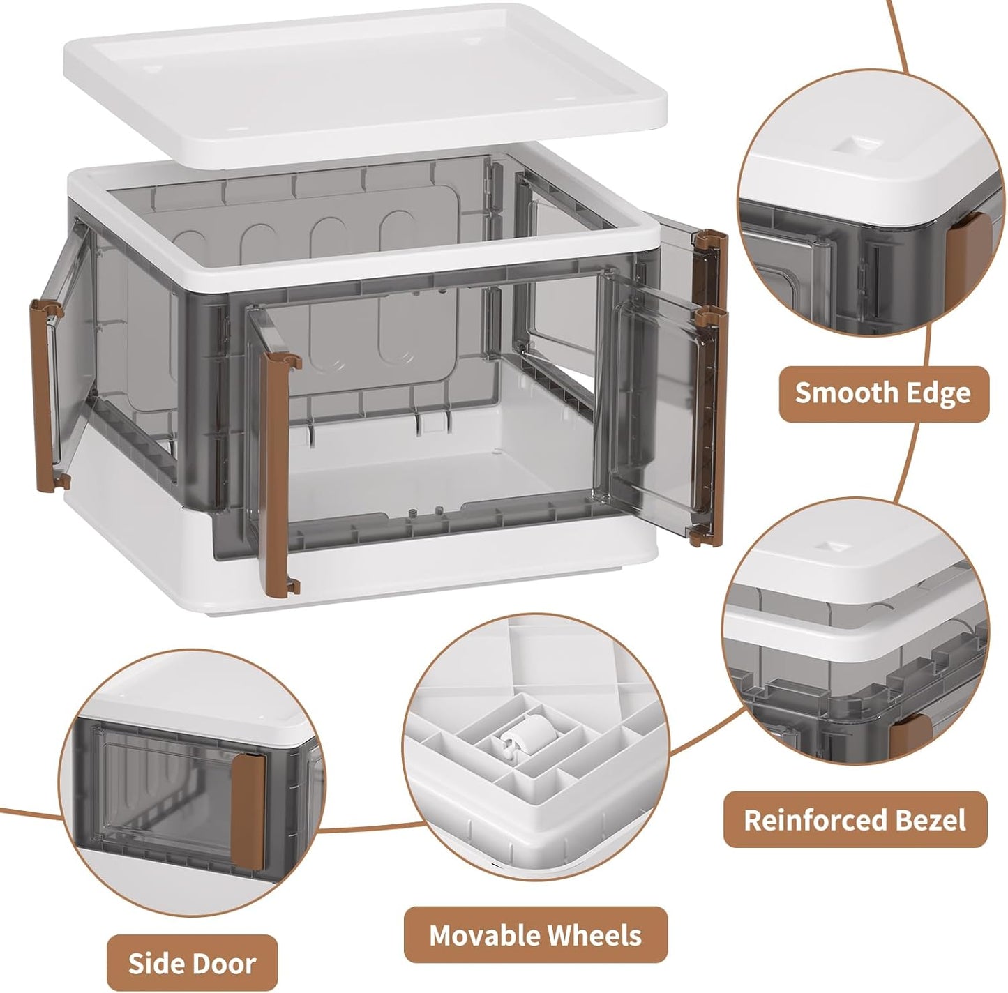HAIXIN 4 Doors Opening Shelf Organizer, Foldable Closet Organizers and Storage, 6.86 Gal Cube Storage Bin with Wheels, Stackable Storage Box for Blanket Storage and Snack Organizers, 2 Pack