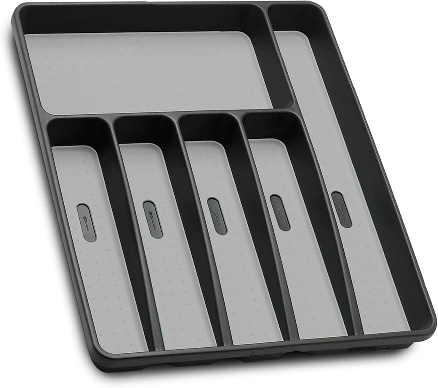 Silverware Organizer Utensil Organizer Holder Kitchen Drawer Organizer Plastic Silverware Tray for Drawer Flatware Organizer 6 Compartment Black