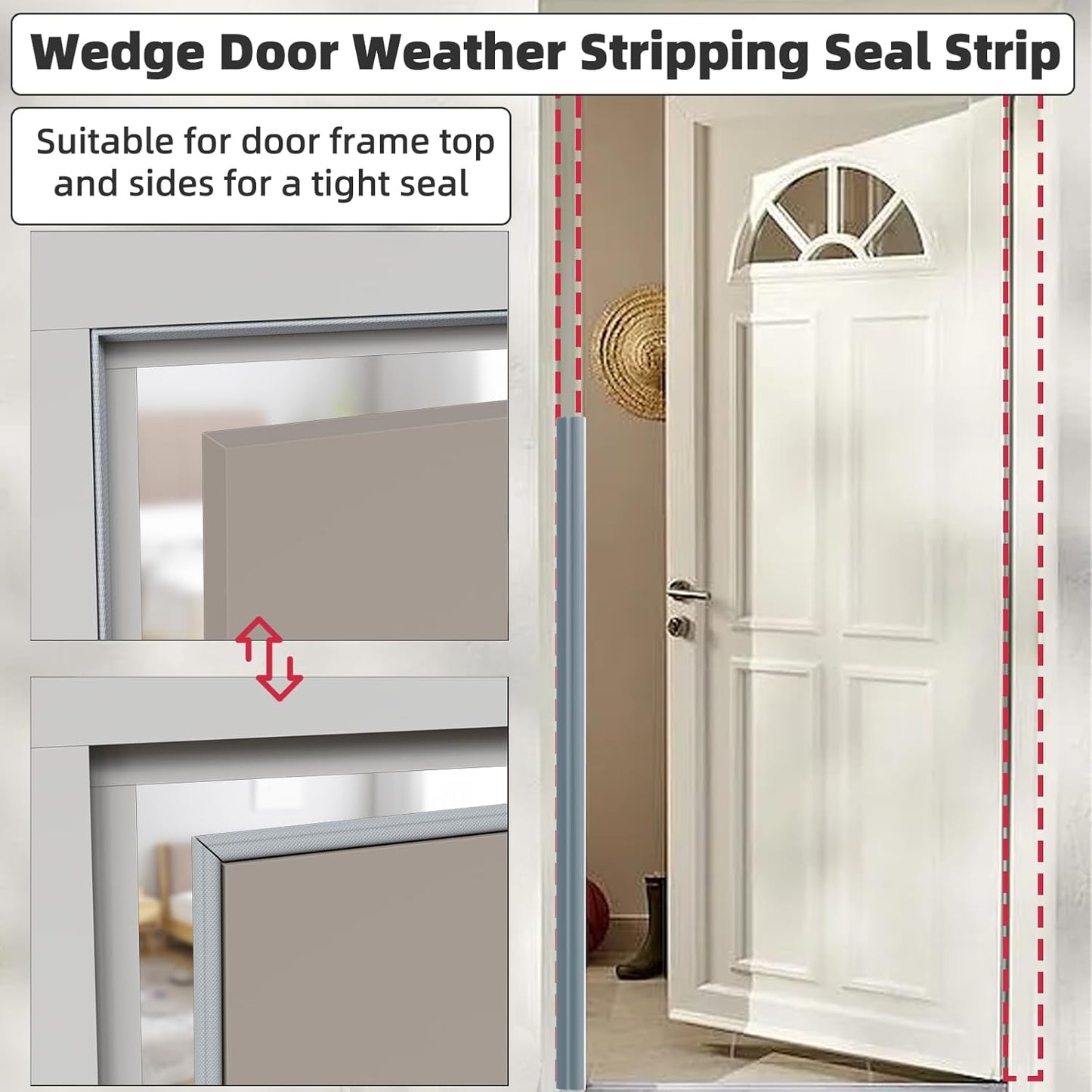 3 Pack*16.4 Ft Weather Stripping Seal Strip for Doors,Soundproofing Window Insulation Draft Stopper for Winter, Selfadhesive Foam Weather Strip for Door Frame,Door Gap Filler Noise Blocker(Gray)