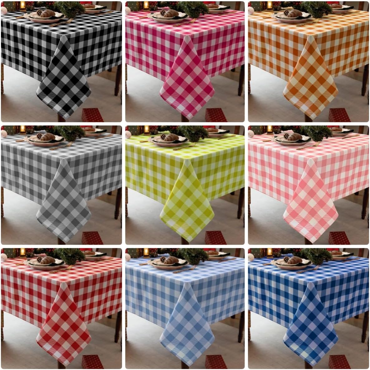 Patriotic Party Plaid Tablecloth Fabric - Rectangular 58x102 Inch Water Resistant Checked Table Cloth for Indoor/Outdoor Use - Table Cover for Independence Day Memorial Day